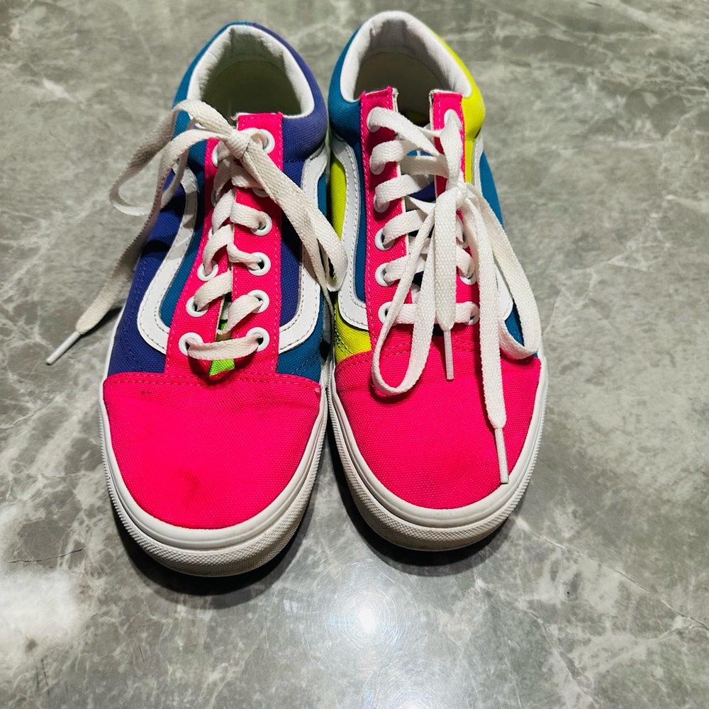 Vans off the Wall Pink Blue Yellow Green Purple Mens 6 Womens 7.5 Shoes